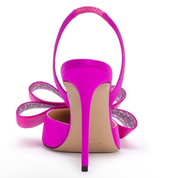 🌺MACH & MACH🌺Le Cadeau 110mm Satin Slingback Fuchsia Pink Pumps Size: 37 - Picture 5 of 15